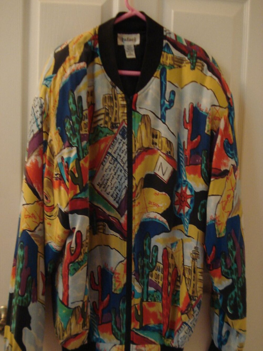 Rafael Silk Jacket Zip-up Size Medium Quilted w/Pockets